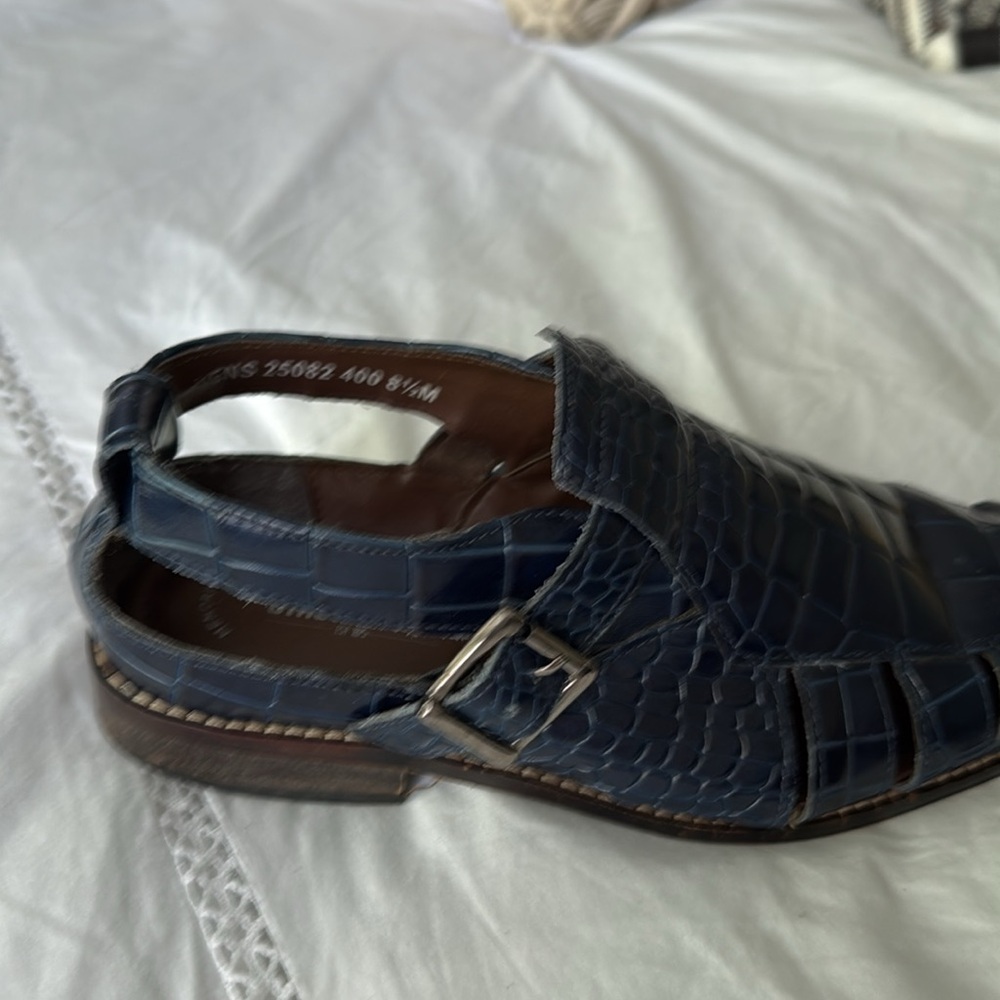 Stacy Adams Blue Crocodile Pattern Loafers - Picture 6 of 9